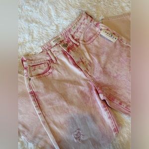 NWT PacSun Pink Acid Wash Mom Jeans